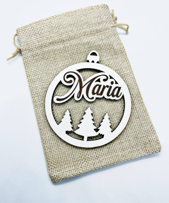 Bola de Natal personalizada em MDF Branco