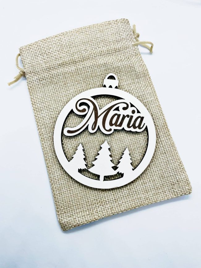 Bola de Natal personalizada em MDF Branco