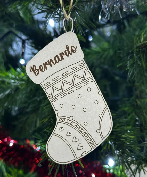 Bolas de natal bota de MDF, personalizadas, Decoração natalícia - Lojinha Portuguesa