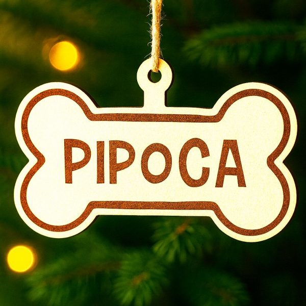 Bola de natal animal personalizada osso c/ nome