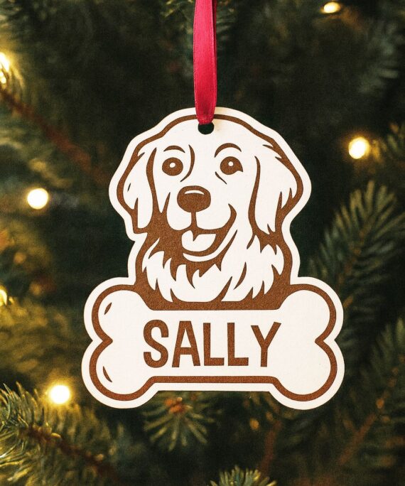 Bola de natal animal personalizada c/ osso e nome