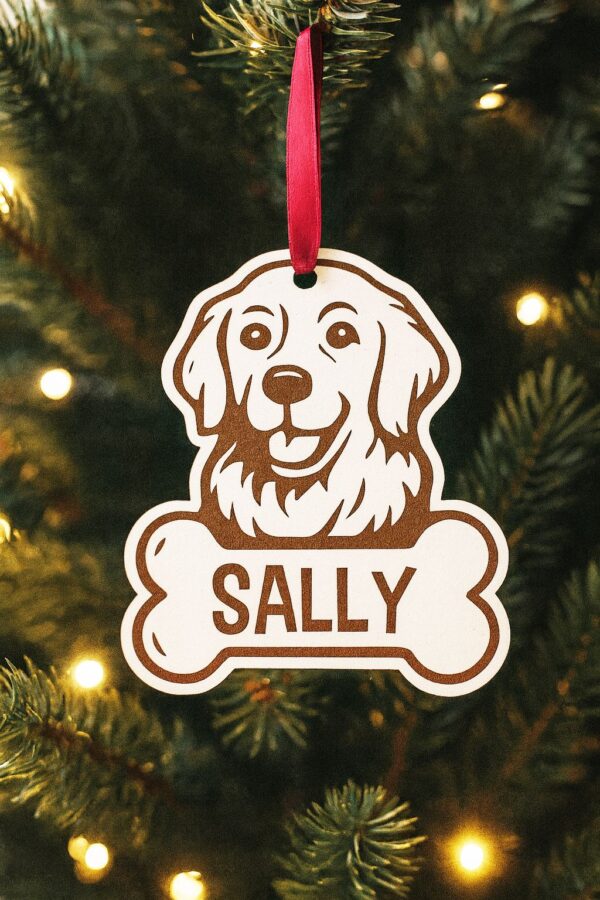Bola de natal animal personalizada c/ osso e nome