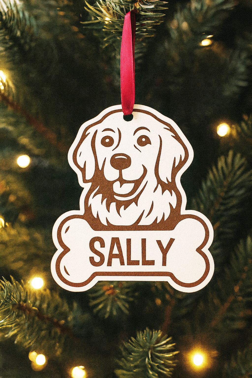 Bola de natal animal personalizada c/ osso e nome