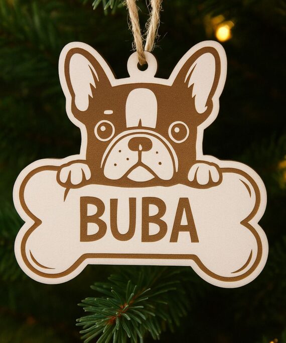 Bola de natal animal personalizada c/ osso e nome