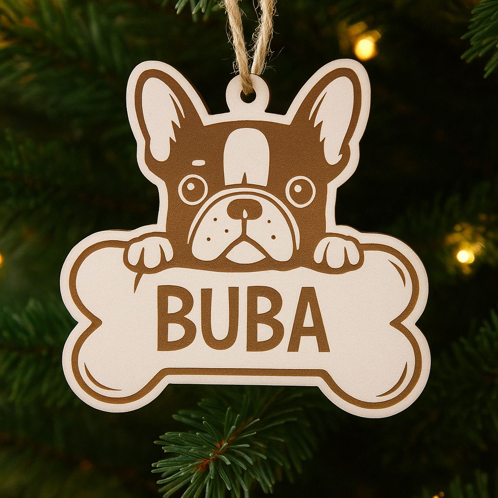 Bola de natal animal personalizada c/ osso e nome