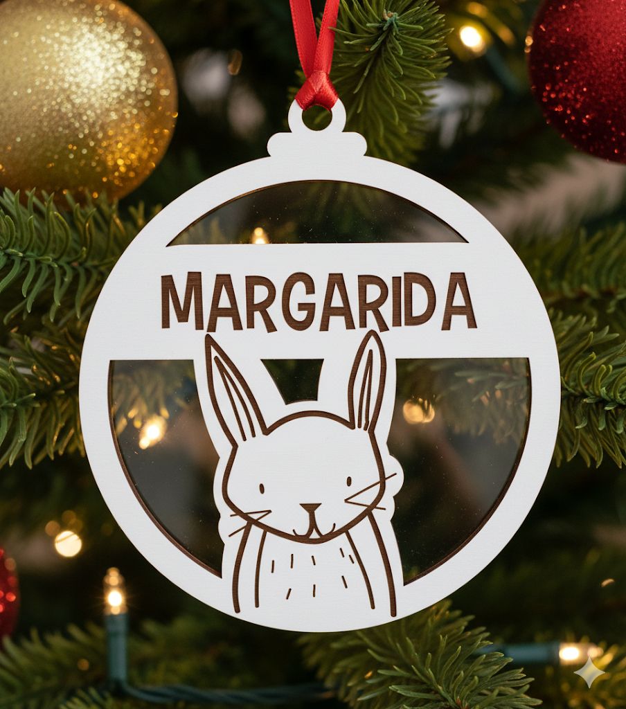 Bola de natal personalizada Coelho