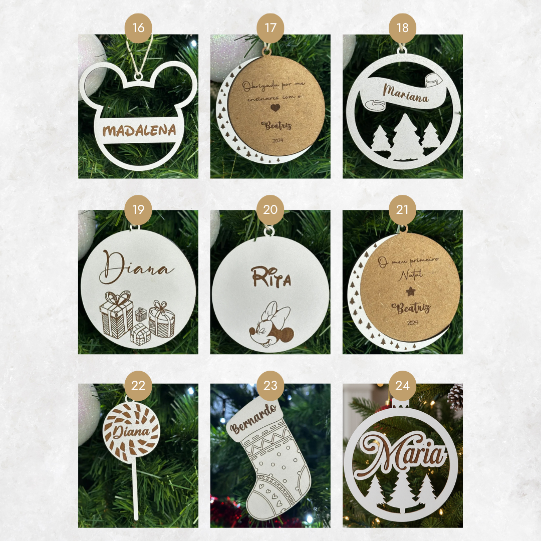 Bola de Natal personalizada com desenho de gorro natalício, para decorares a árvore