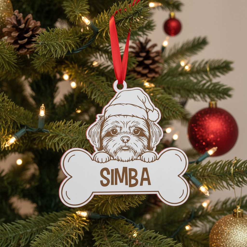 Bola de natal animal personalizada c/ osso e nome