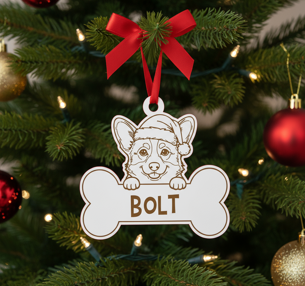 Bola de natal animal personalizada c/ osso e nome