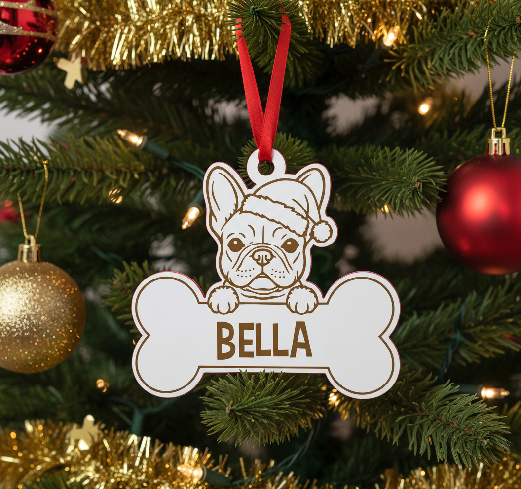 Bola de natal animal personalizada c/ osso e nome
