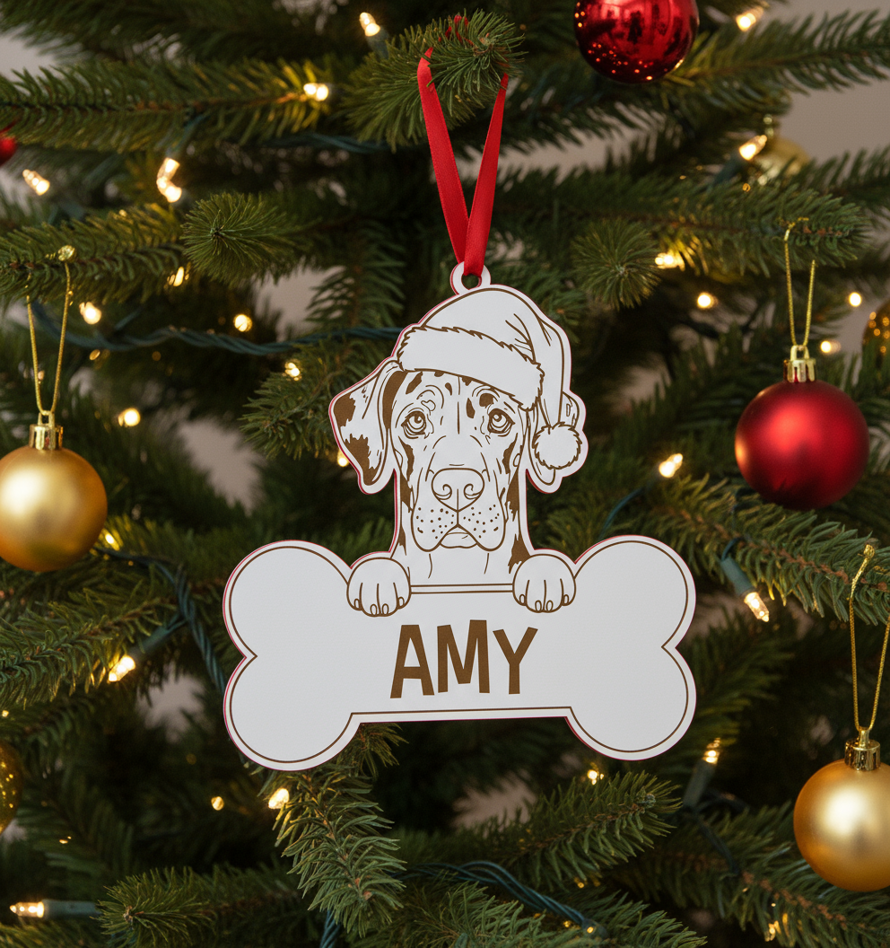 Bola de natal animal personalizada c/ osso e nome