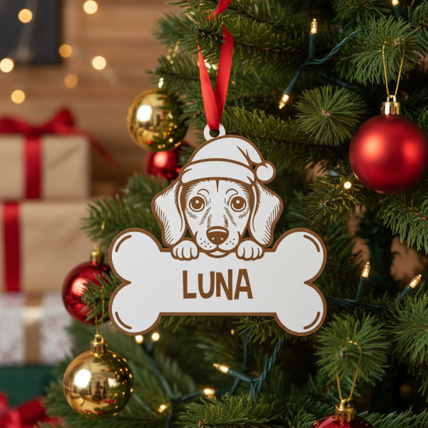 Bola de natal animal personalizada c/ osso e nome