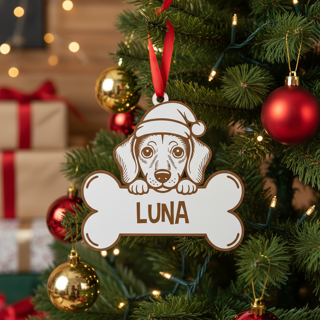 Bola de natal animal personalizada c/ osso e nome