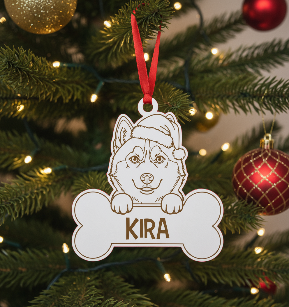 Bola de natal animal personalizada c/ osso e nome