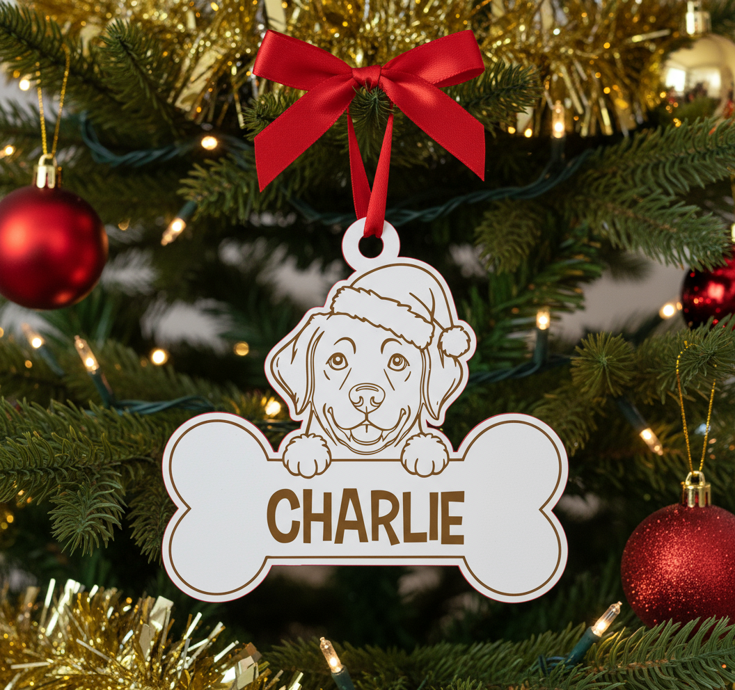 Bola de natal animal personalizada c/ osso e nome