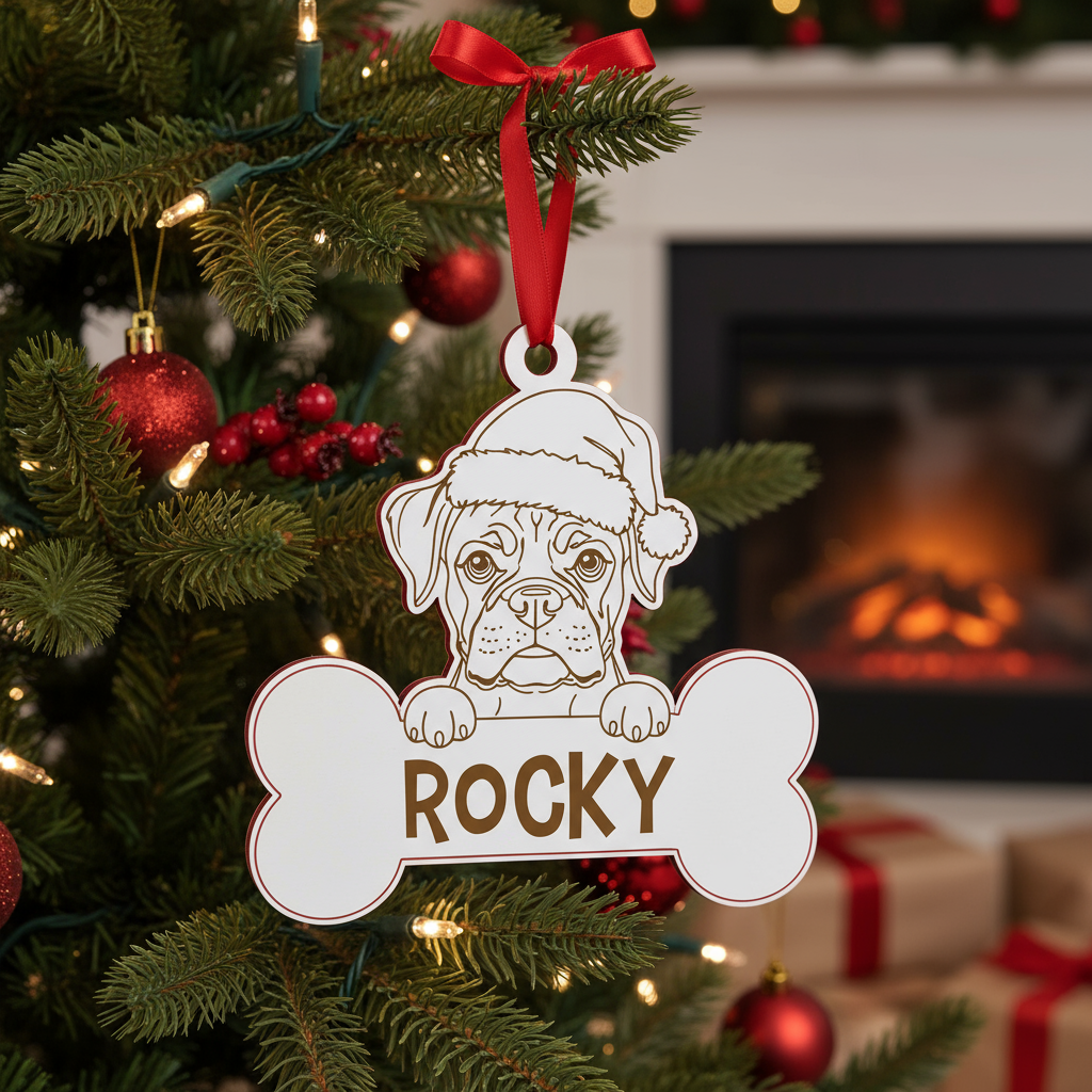 Bola de natal animal personalizada c/ osso e nome