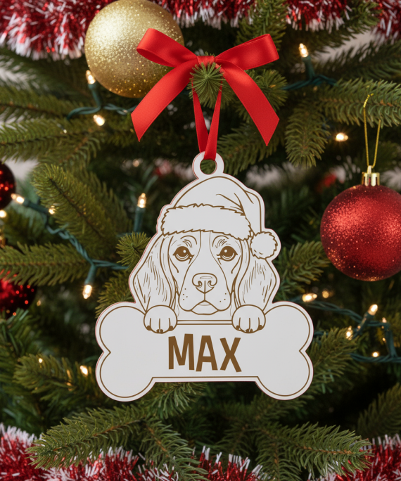 Bola de natal animal personalizada c/ osso e nome
