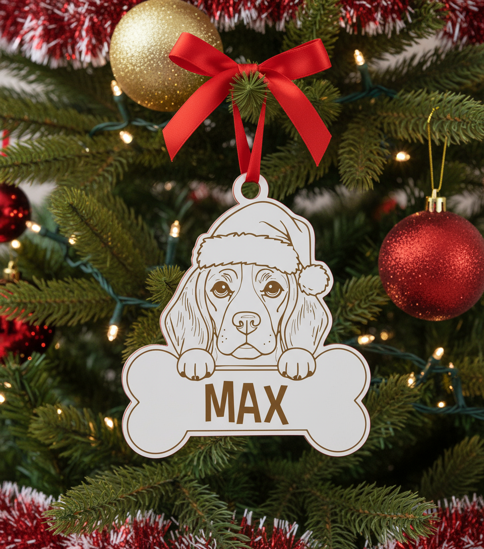 Bola de natal animal personalizada c/ osso e nome